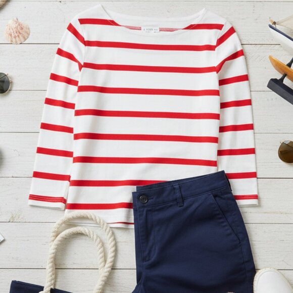J. Crew Tops - J. Crew Re-Imagined Striped Boatneck Long Sleeve Tee - Small
